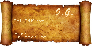 Orf Gábor névjegykártya